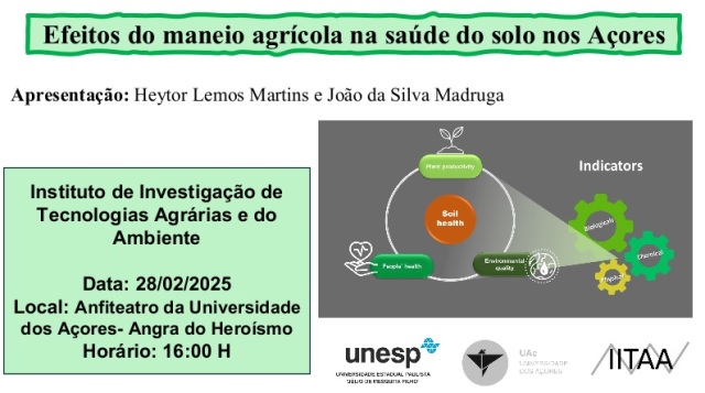 Conferência - Efeitos do maneio agrícola na saúde do solo nos Açores